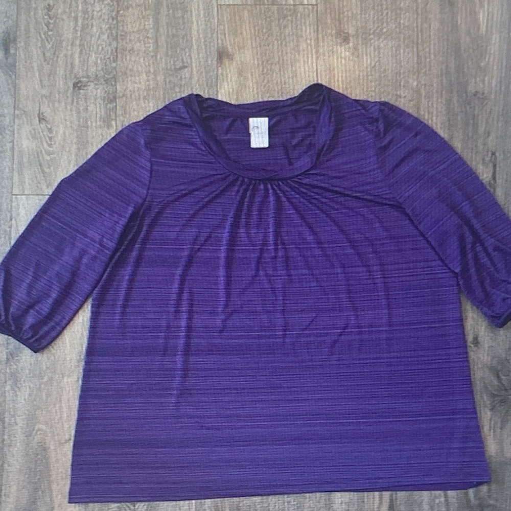 Free People Deep Purple Short-Sleeve Crewneck Top